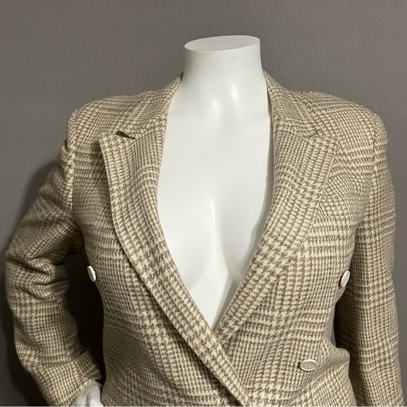 Austin Reed Wool Blend Tan Houndstooth Unisex Blazer Sz-XL - Picture 2 of 12